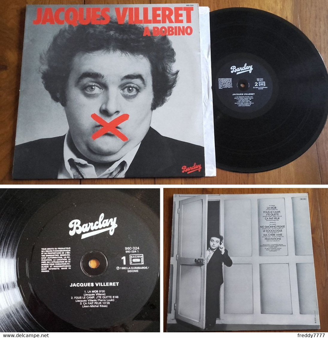 RARE French LP 33t RPM (12") JACQUES VILLERET à BOBINO (1980) - Collector's Editions