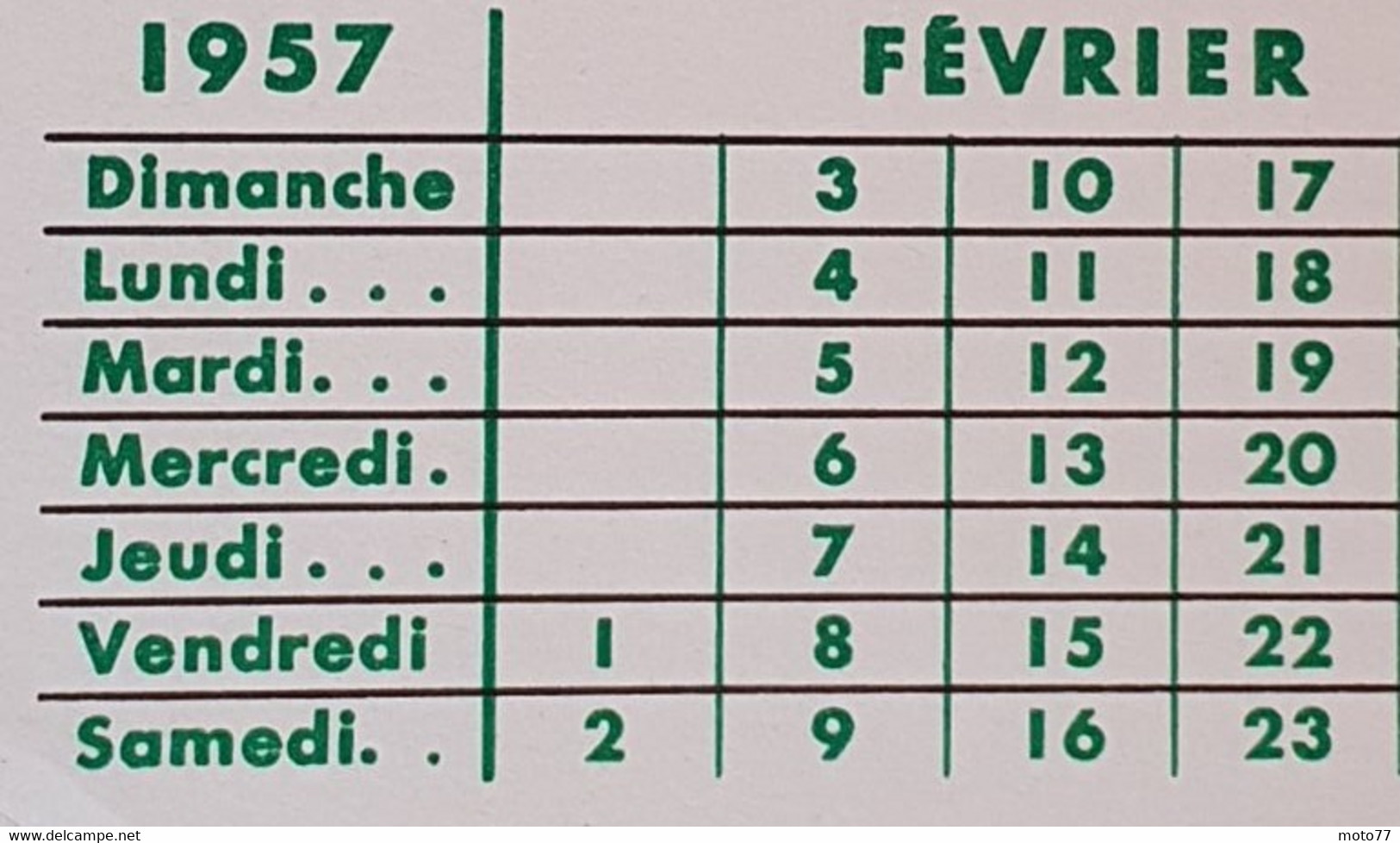 Buvard 749 CALENDRIER - Laboratoire Ana - VANILONE -Etat D'usage:voir Photos- 12x20.5 Cm Environ - FEVRIER 1957 - Produits Pharmaceutiques