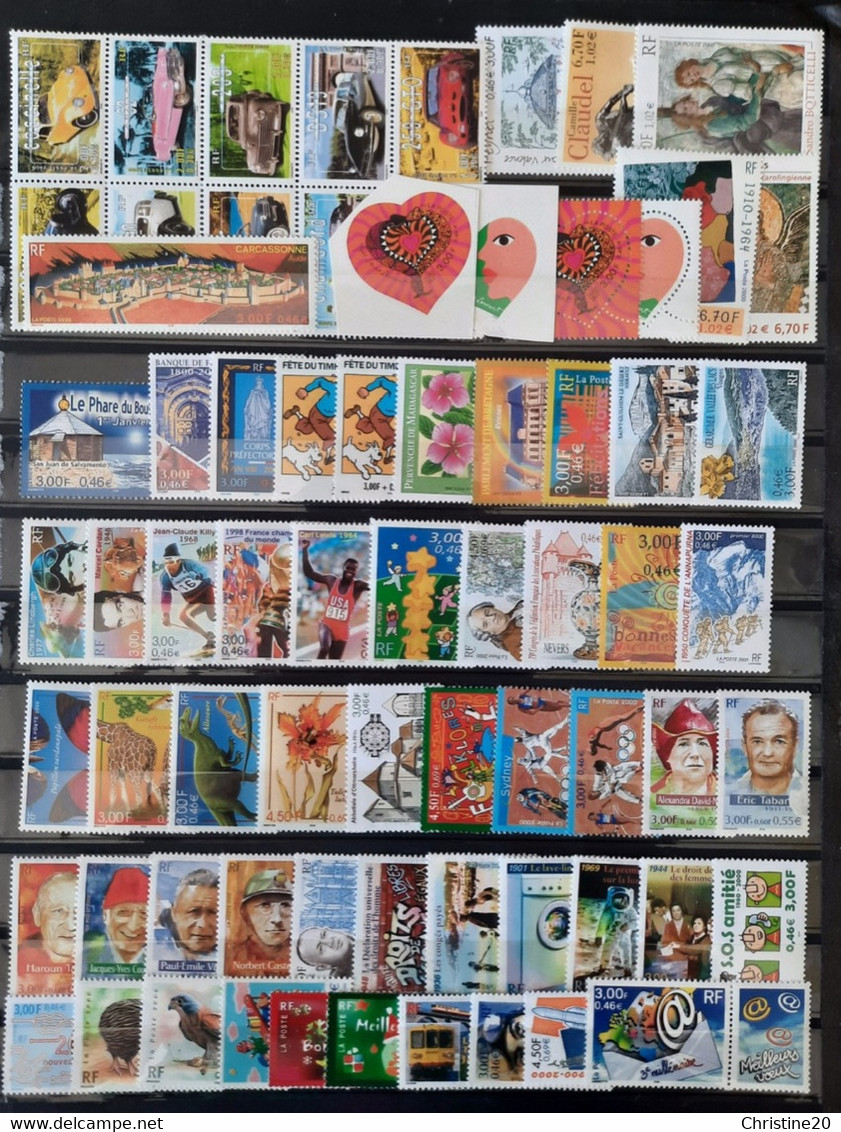 France Année Complete 2000 71 Timbres **TB Cote 117€ - 2000-2009