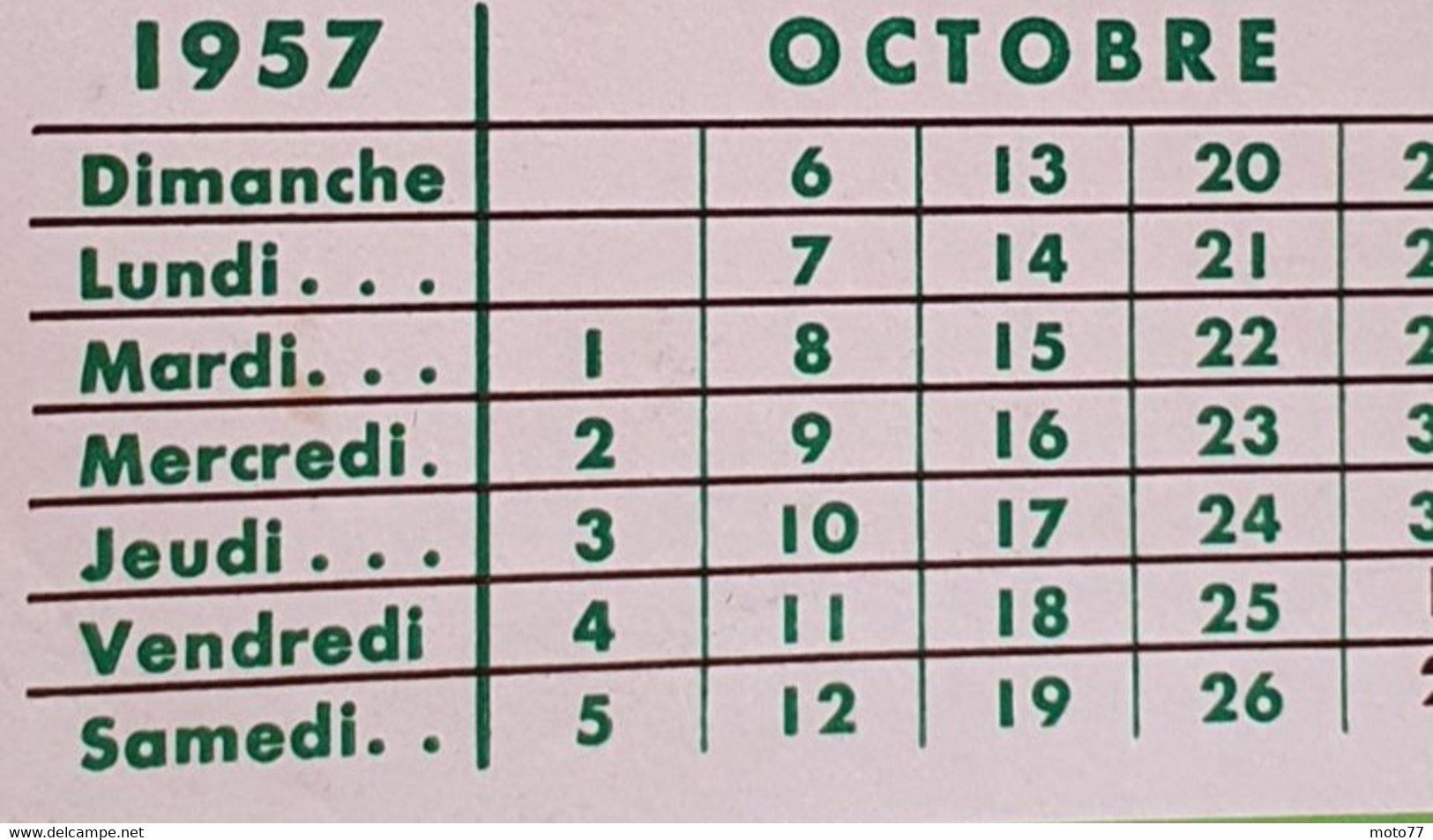 Buvard 750 CALENDRIER - Laboratoire Ana - VANILONE -Etat D'usage:voir Photos- 12x20.5 Cm Environ - OCTOBRE 1957 - Produits Pharmaceutiques