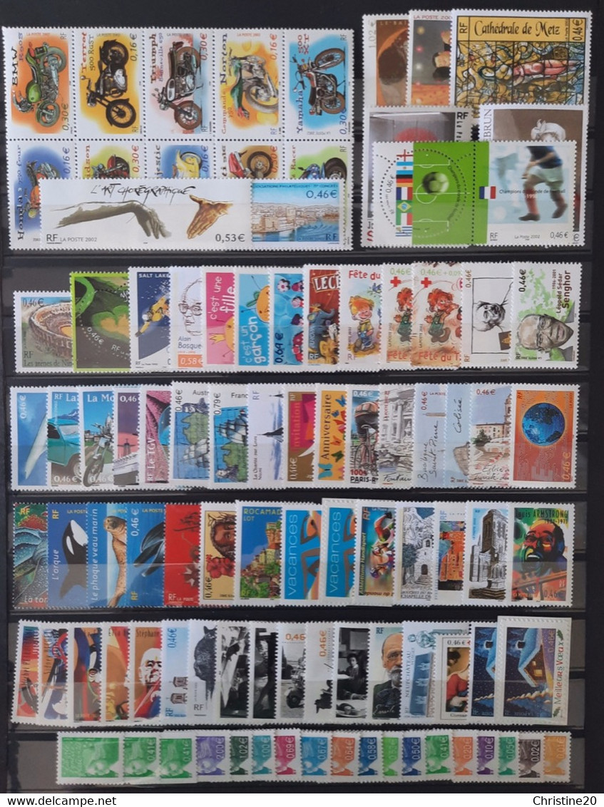 France Année Complete 2002 97 Timbres **TB Cote 159€ - 2000-2009