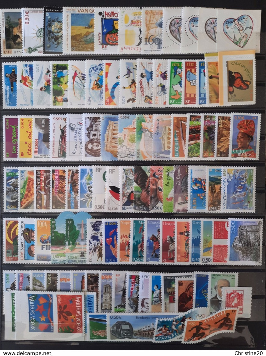 France Année Complete 2004 99 Timbres **TB Cote 183,50€ - 2000-2009