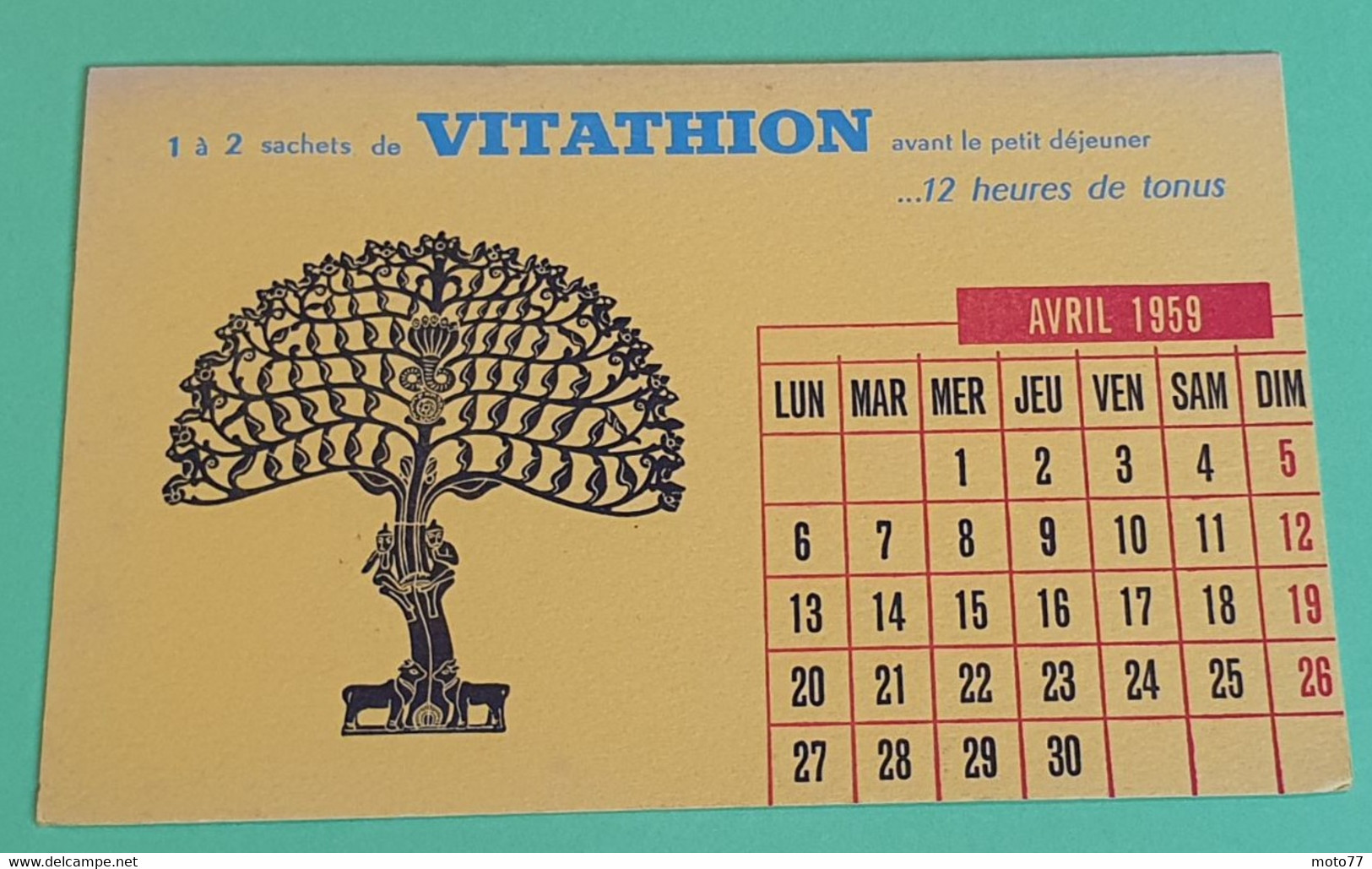 Buvard 755 CALENDRIER - Laboratoire Servier - VITATHION -Etat D'usage:voir Photos-21x13.5cm Fermé Environ- AVRIL 1959 - Produits Pharmaceutiques