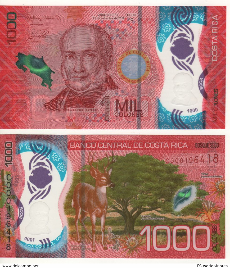 COSTA RICA   New 1'000  Colones   20.09.2019   (2020)   Braulio Carillo Colina + White Deer At Back     UNC - Costa Rica