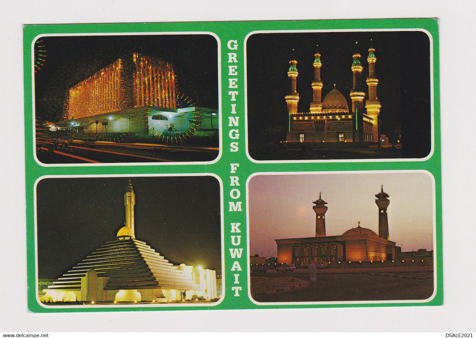 KUWAIT Three Big Mosque Night View Vintage Photo Postcard (53271) - Koweït