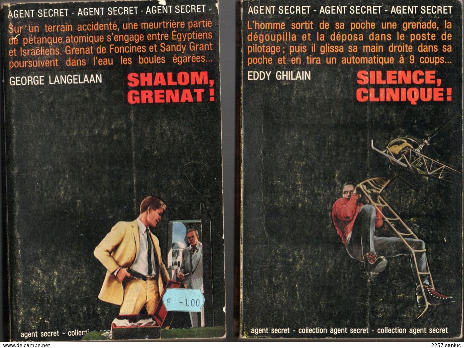 Lot 2 Romans Agent Secret - Silence Clinique Et Shalom Grenat ! - Robert Laffont