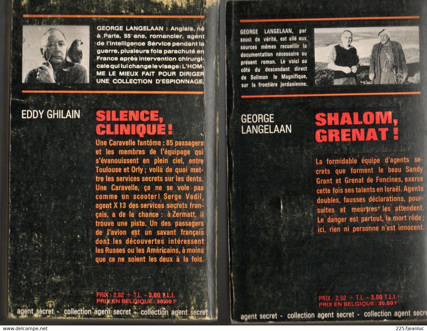 Lot 2 Romans Agent Secret - Silence Clinique Et Shalom Grenat ! - Robert Laffont