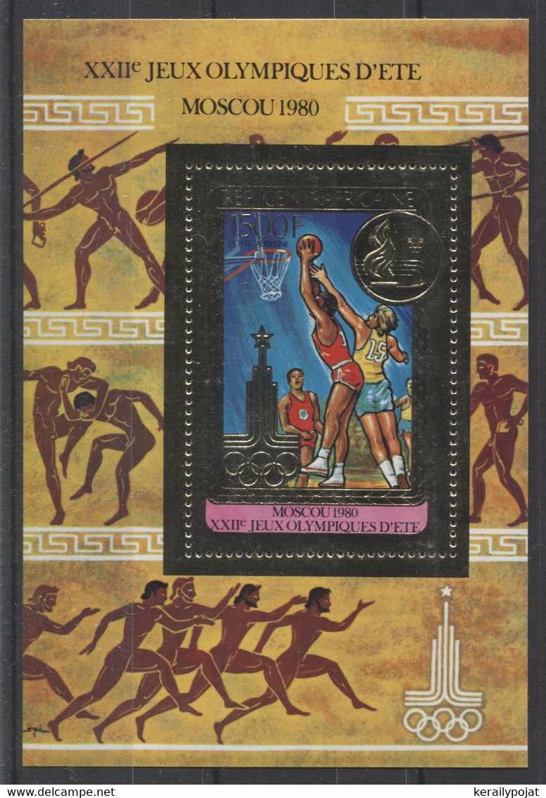 Central African Republic - 1980 Moscow Gold Stamp Block (1) MNH__(TH-8923) - Zentralafrik. Republik