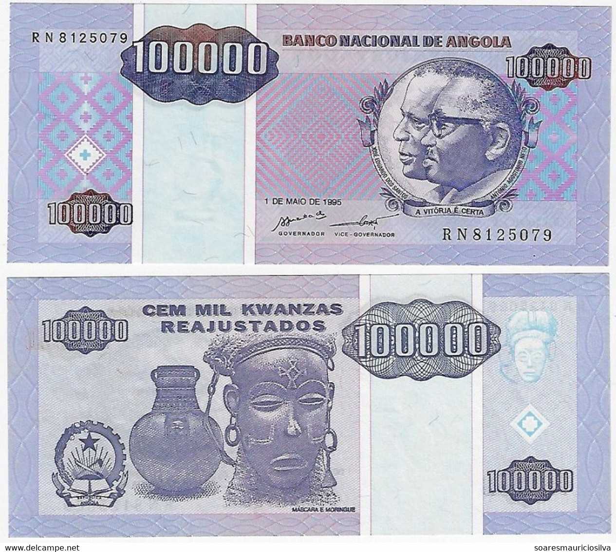 Banknote Angola 100.000 100,000 Kwanzas 1995 Pick-139 Presidents Uncirculated - Angola
