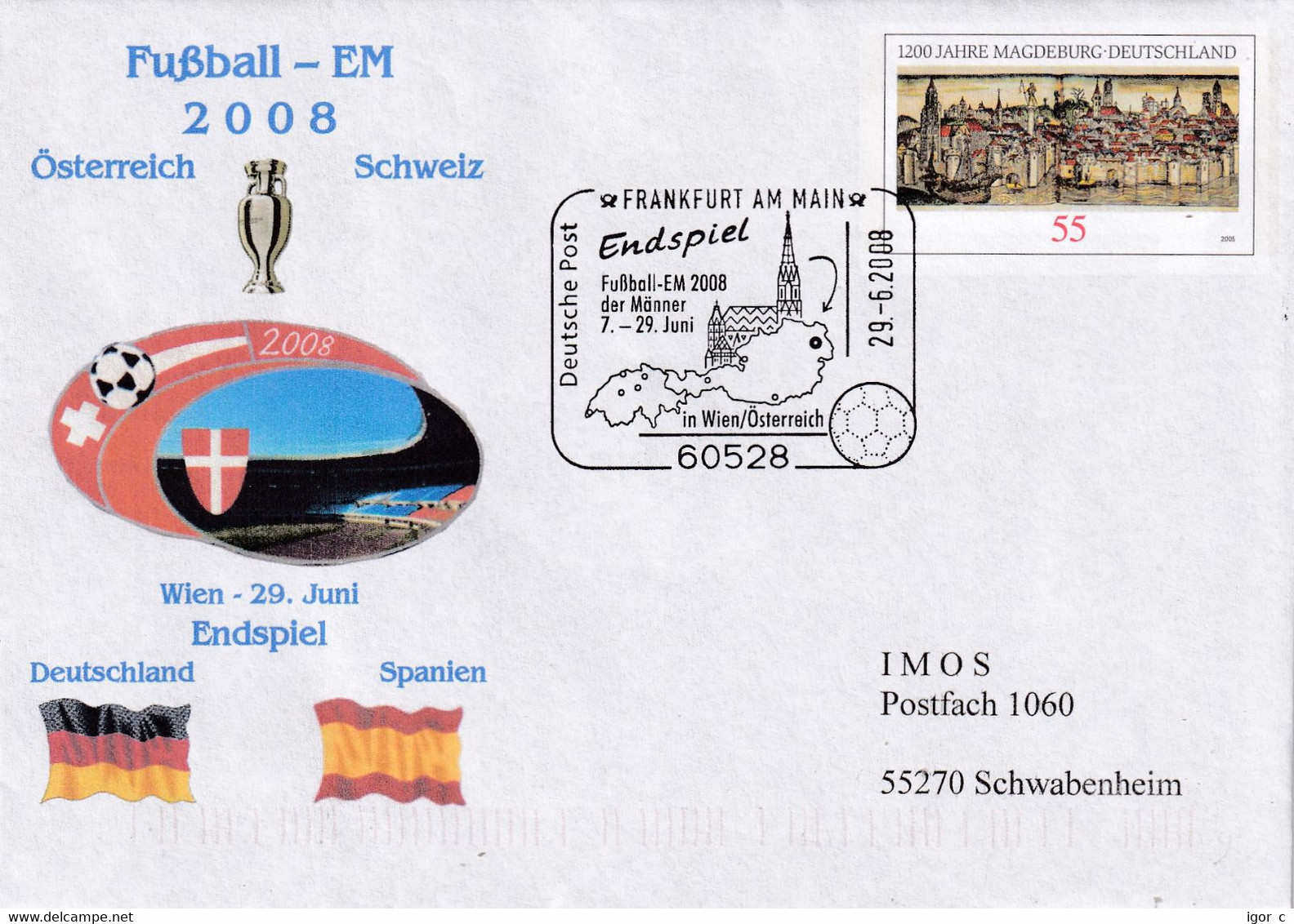 Germany 2008 Cover Football Fussball Soccer UEFA EURO 2008 Austria Switzerland Germany - Spain Wien; Finale - Fußball-Europameisterschaft (UEFA)