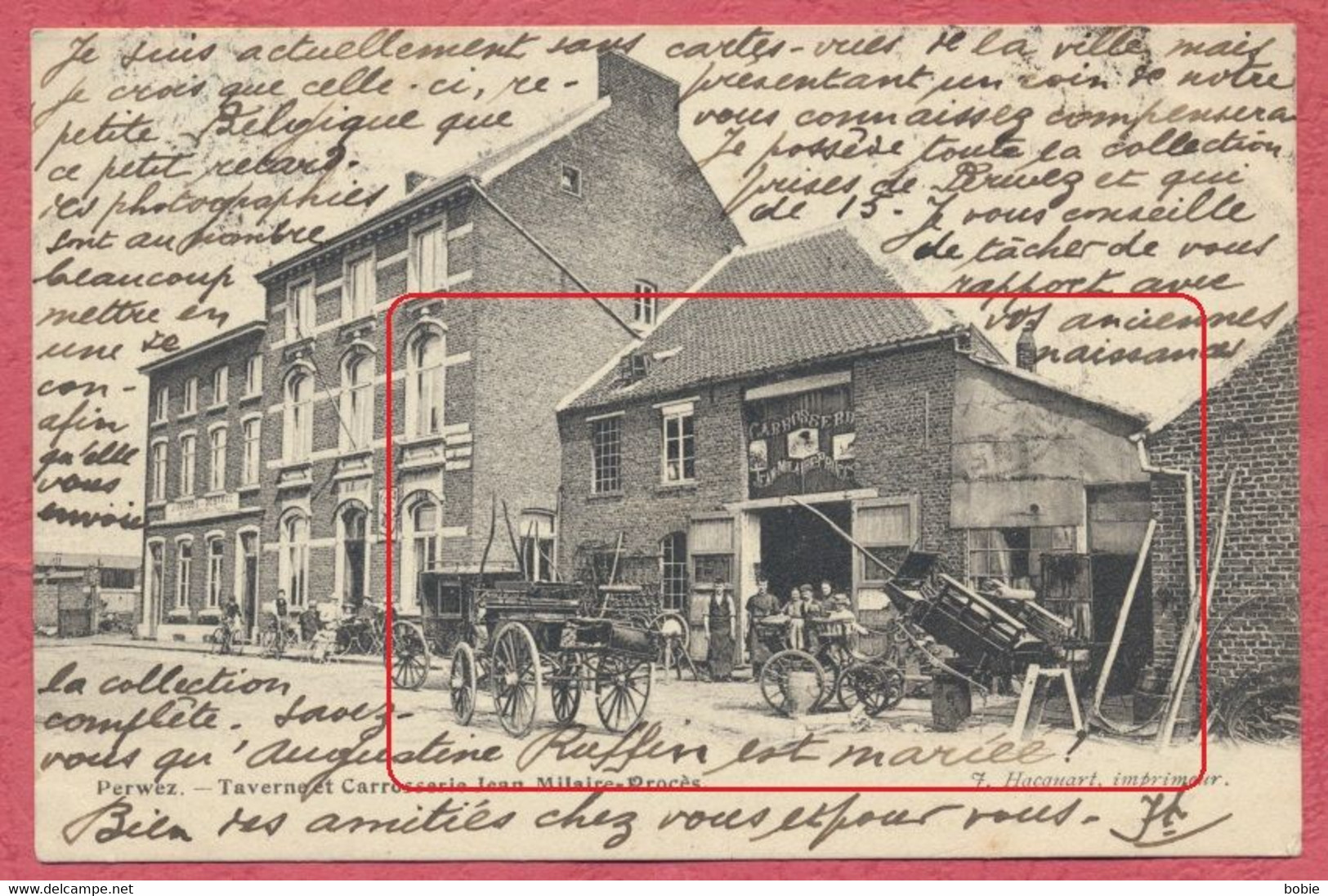 Perwez Belgique : Taverne Et Carrosserie Jean Milaire-Procès / Commerce - Métiers : Forgeron - Charron 1908 - Perwez