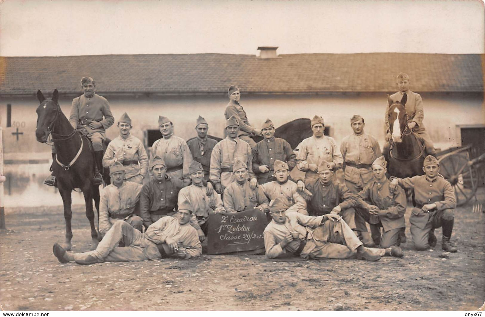 Carte Photo Militaire Français LUNEVILLE-54-Meurthe Et Moselle-8 ème Régiment Dragons-Soldat-Cheval-2 Escadron-Peloton 1 - Barracks