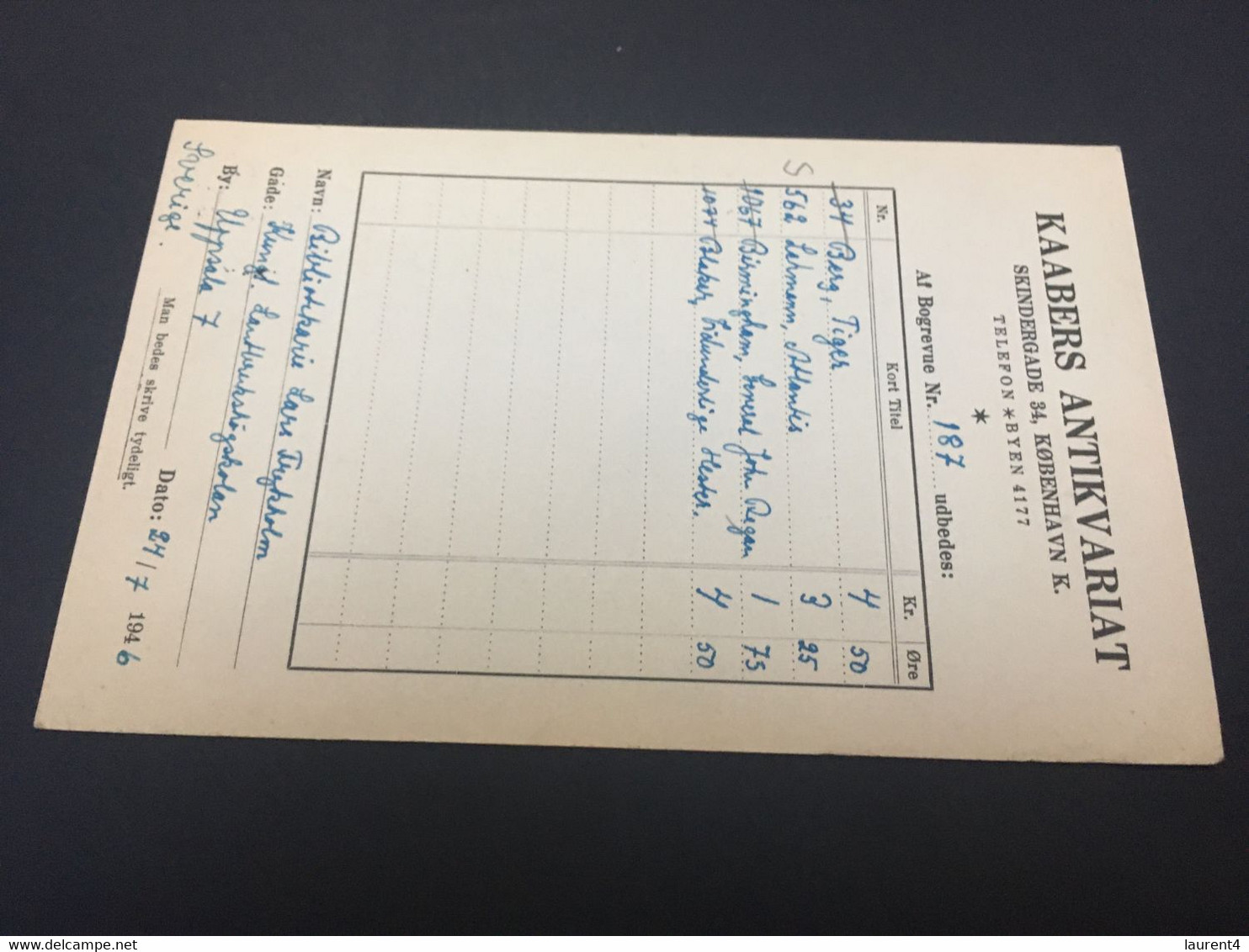 (5 B 1) Denmark - Posted - BOG-BESTILLING Card - 1948 ? - Andere & Zonder Classificatie