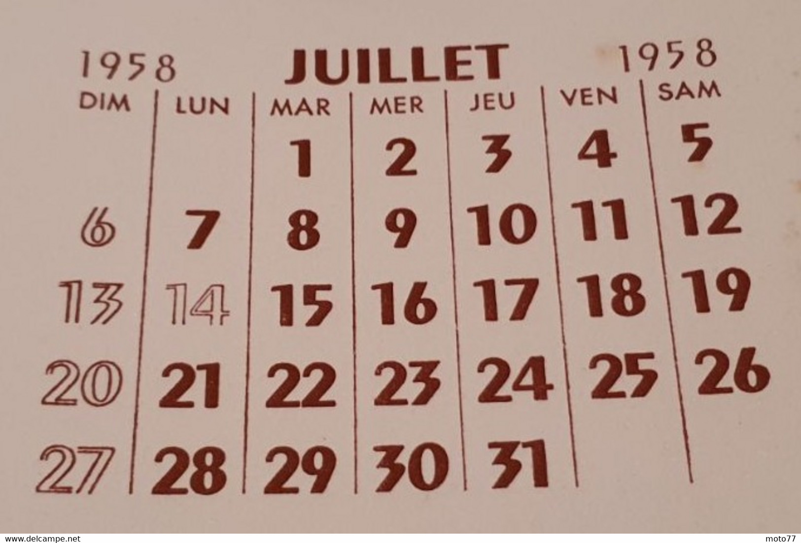 Buvard 775 CALENDRIER - Laboratoire - Enigme Musicale -Etat D'usage:voir Photos-15.5x23cm Fermé Environ- JUILLET 1958 - Produits Pharmaceutiques