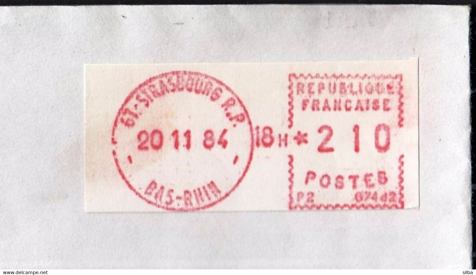 France 1984 / Strasbourg / Franking Label, White, Red / Machine Stamp, Automat - 1969 Montgeron – Wit Papier – Frama/Satas