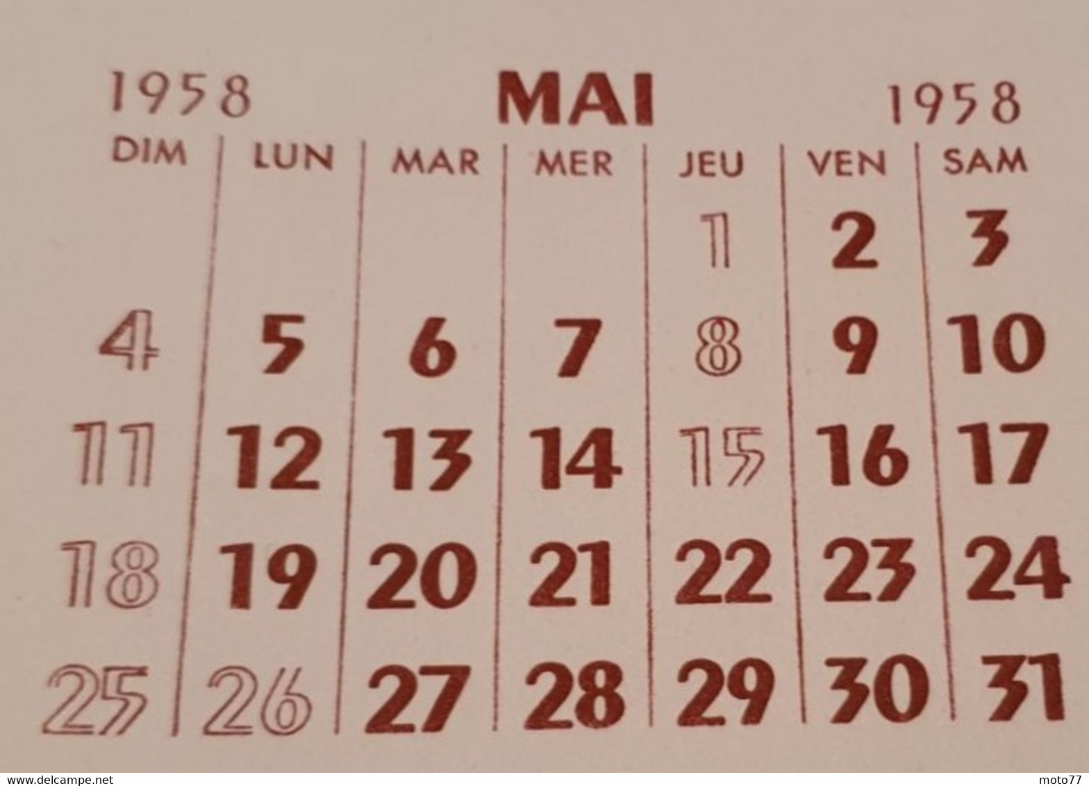 Buvard 777 CALENDRIER - Laboratoire - Enigme Musicale -Etat D'usage:voir Photos-15.5x23cm Fermé Environ- MAI 1958 - Produits Pharmaceutiques