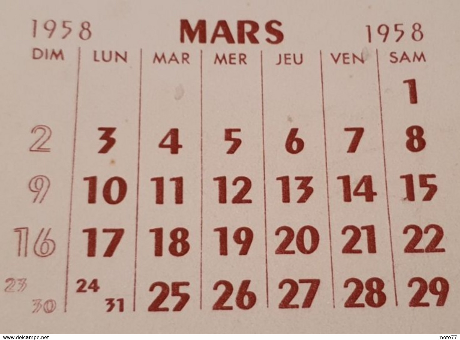 Buvard 778 CALENDRIER - Laboratoire - Enigme Musicale -Etat D'usage:voir Photos-15.5x23cm Fermé Environ- MARS 1958 - Produits Pharmaceutiques