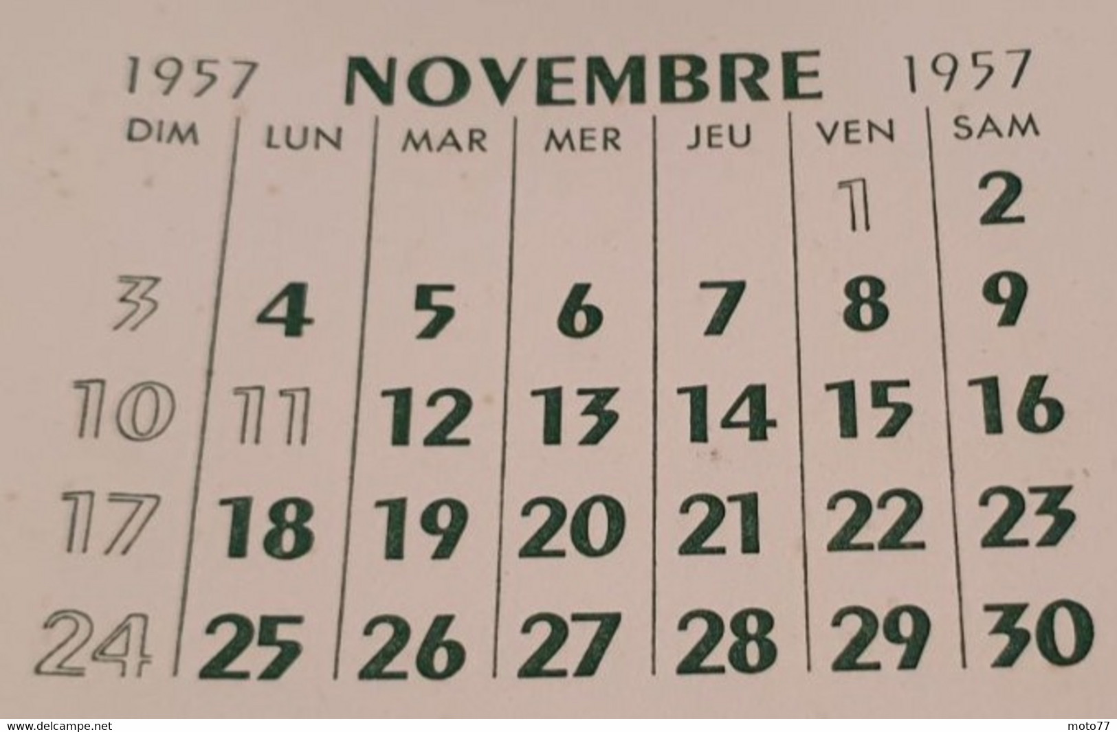 Buvard 781 CALENDRIER - Laboratoire Enigme Littéraire -Etat D'usage:voir Photos-15.5x23.5cm Fermé Environ- NOVEMBRE 1957 - Produits Pharmaceutiques