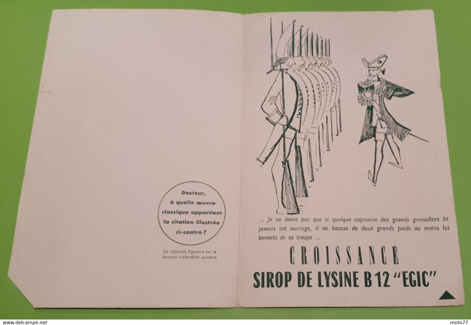 Buvard 781 CALENDRIER - Laboratoire Enigme Littéraire -Etat D'usage:voir Photos-15.5x23.5cm Fermé Environ- NOVEMBRE 1957 - Produits Pharmaceutiques