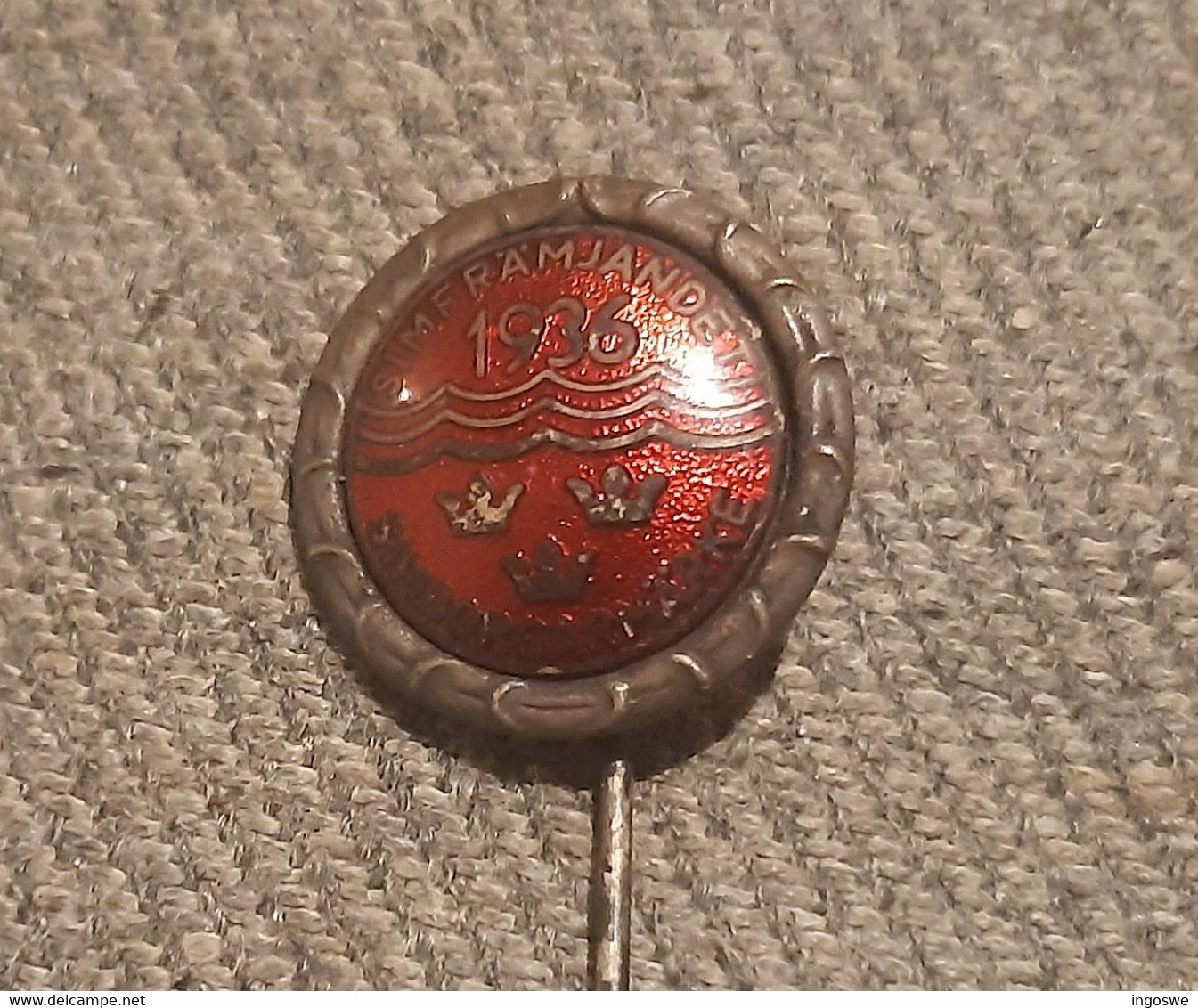 Pin From Sweden "Simborgarmärket" For 200 Meter Swimming 1936! - Natation