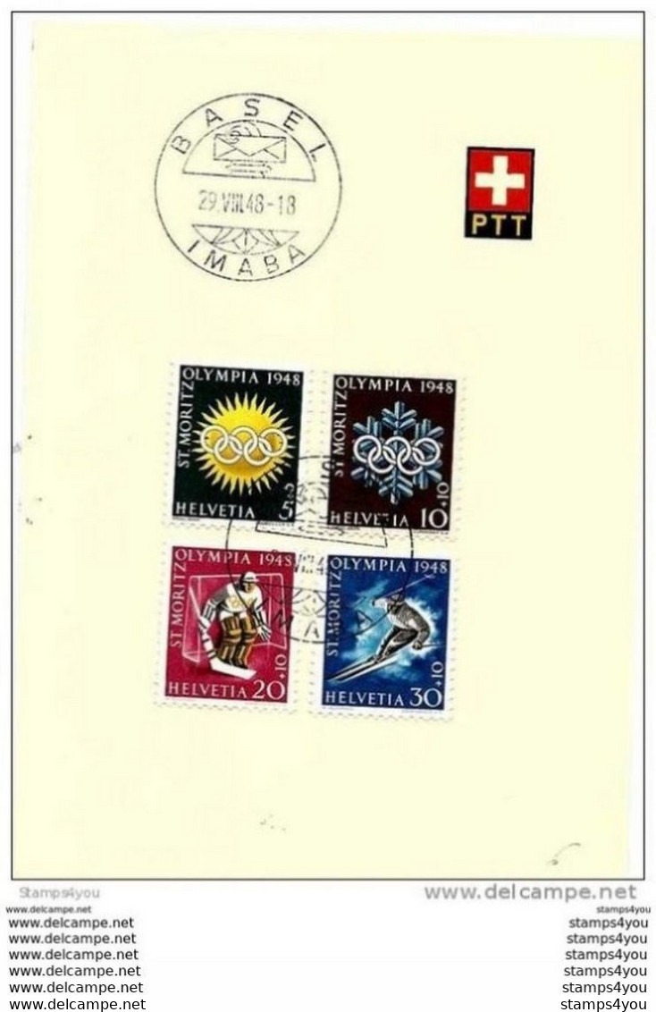 118 - 58 - Feuillet Suisse Avec Série Olympique Et Oblit Spéciale Imaba 1948 - Winter 1948: St. Moritz