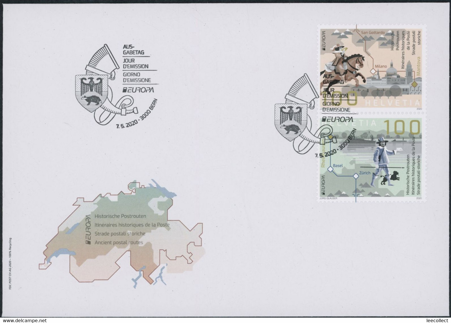 Suisse - 2020 - Europa - Zusammenhängende - Ersttagsbrief FDC U1 ET - Briefe U. Dokumente