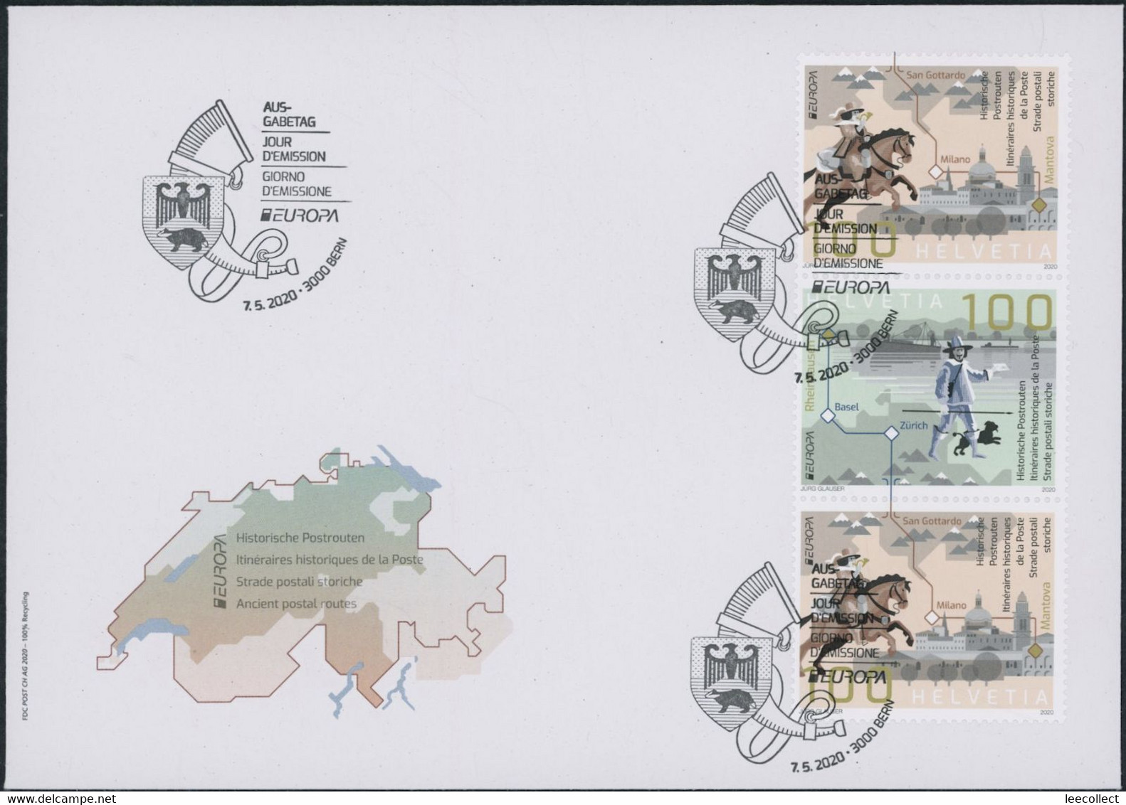 Suisse - 2020 - Europa - Zusammenhängende - Ersttagsbrief FDC U1 ET - Briefe U. Dokumente