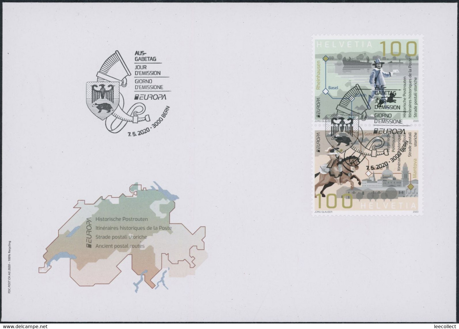 Suisse - 2020 - Europa - Zusammenhängende - Ersttagsbrief FDC U1 ET - Ersttag Voll Stempel - Covers & Documents