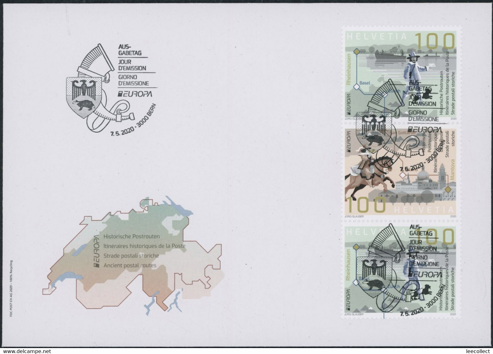 Suisse - 2020 - Europa - Zusammenhängende - Ersttagsbrief FDC ET - Ersttag Voll Stempel - Covers & Documents