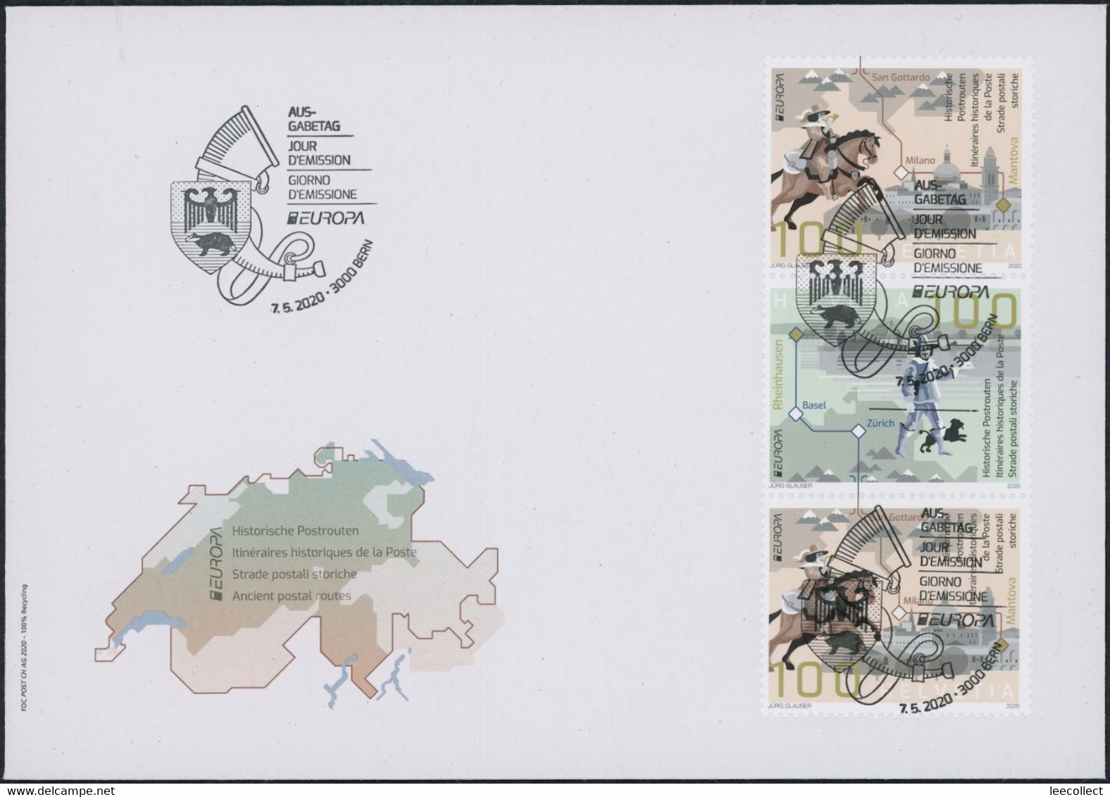 Suisse - 2020 - Europa - Zusammenhängende - Ersttagsbrief FDC ET - Ersttag Voll Stempel - Lettres & Documents