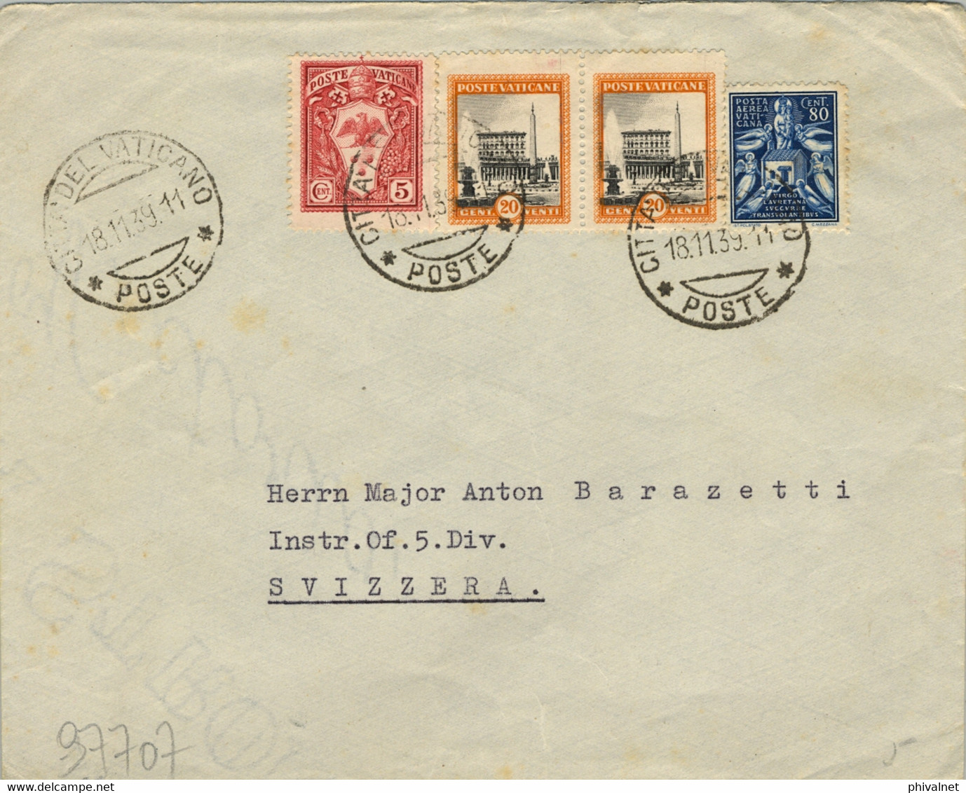 1939 , VATICANO / VATICANE - SOBRE CIRCULADO A SUIZA - Cartas & Documentos