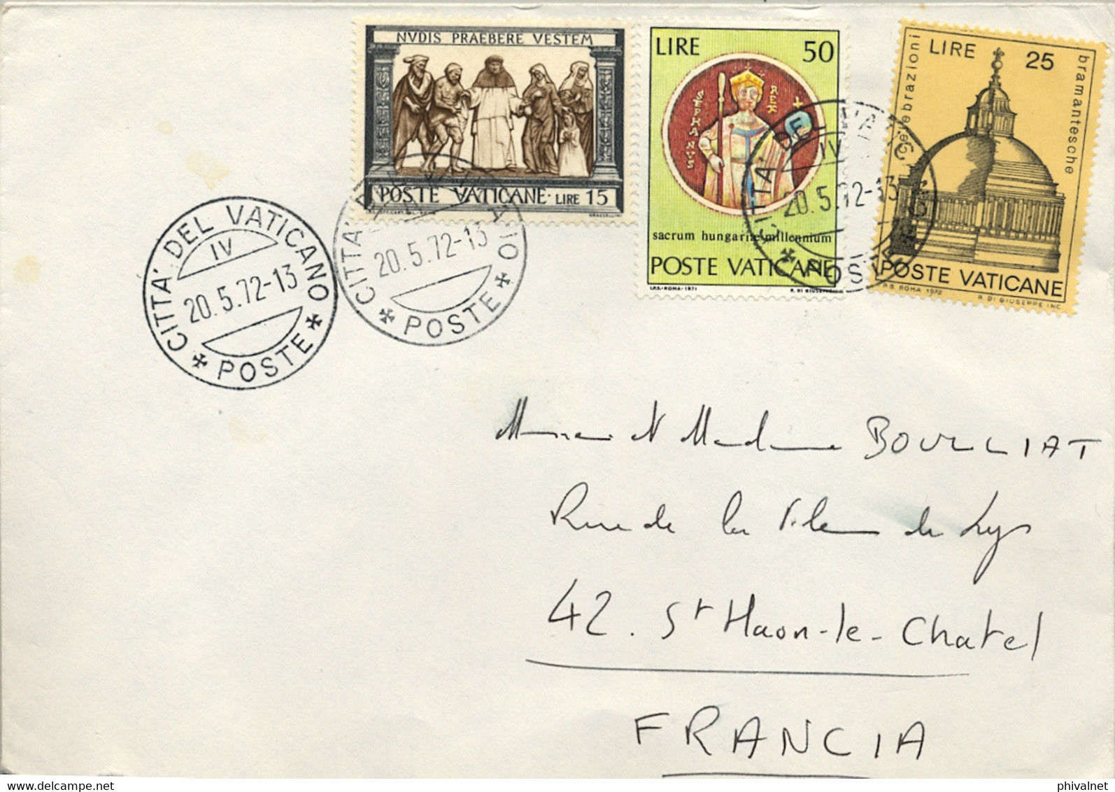 1972 , VATICANO / VATICANE - SOBRE CIRCULADO A FRANCIA - Storia Postale