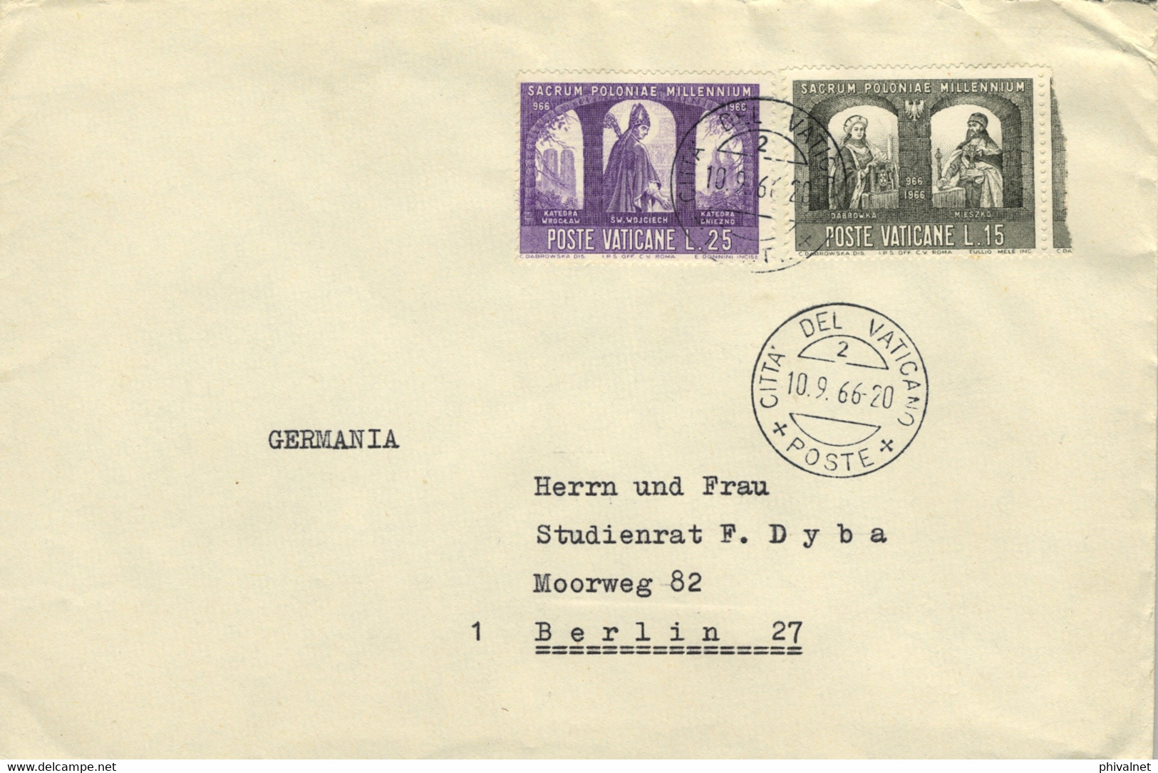 1966 VATICANO / VATICANE - SOBRE CIRCULADO A BERLIN - Briefe U. Dokumente