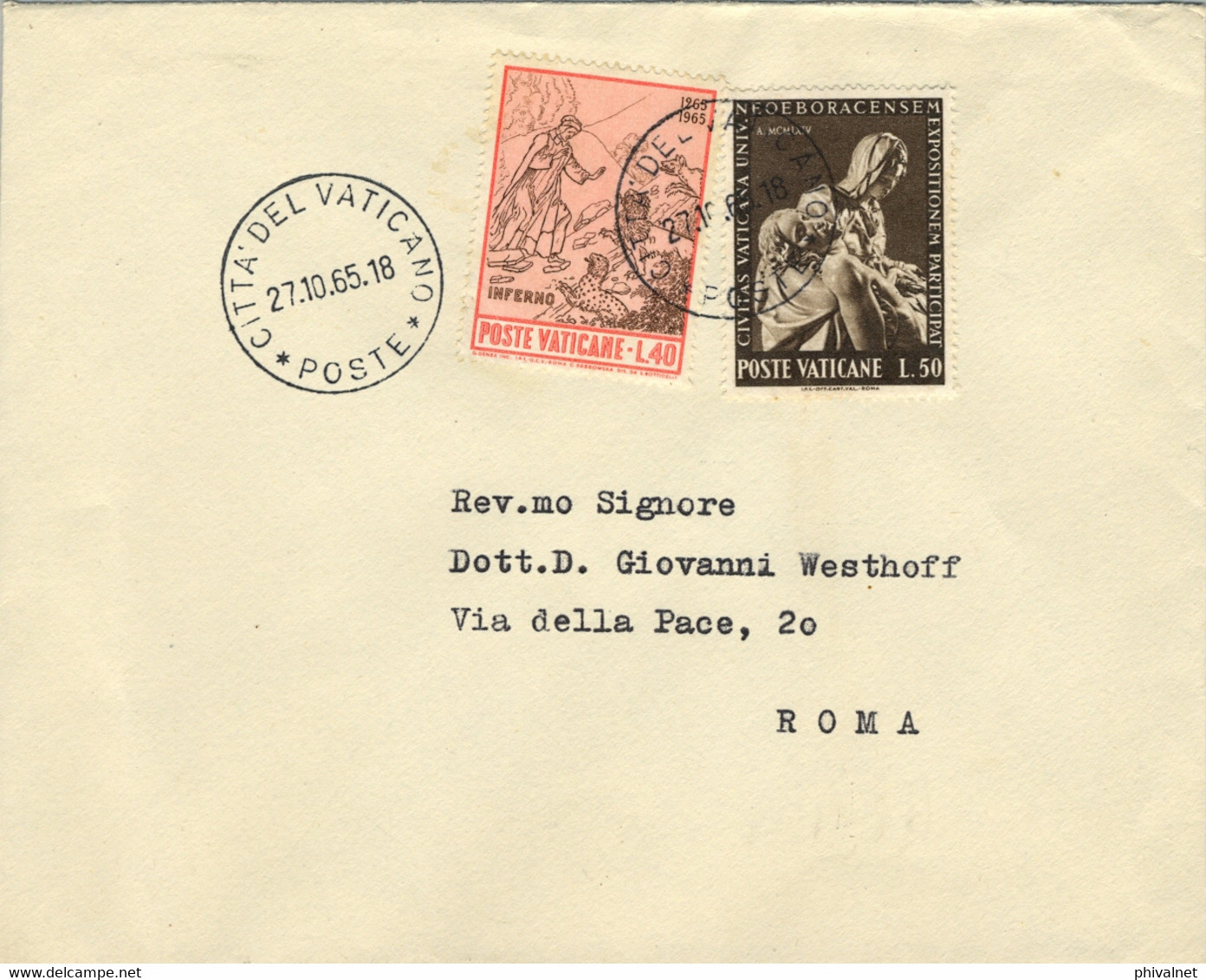 1965 VATICANO / VATICANE - SOBRE CIRCULADO A ROMA , LLEGADA AL DORSO - Lettres & Documents