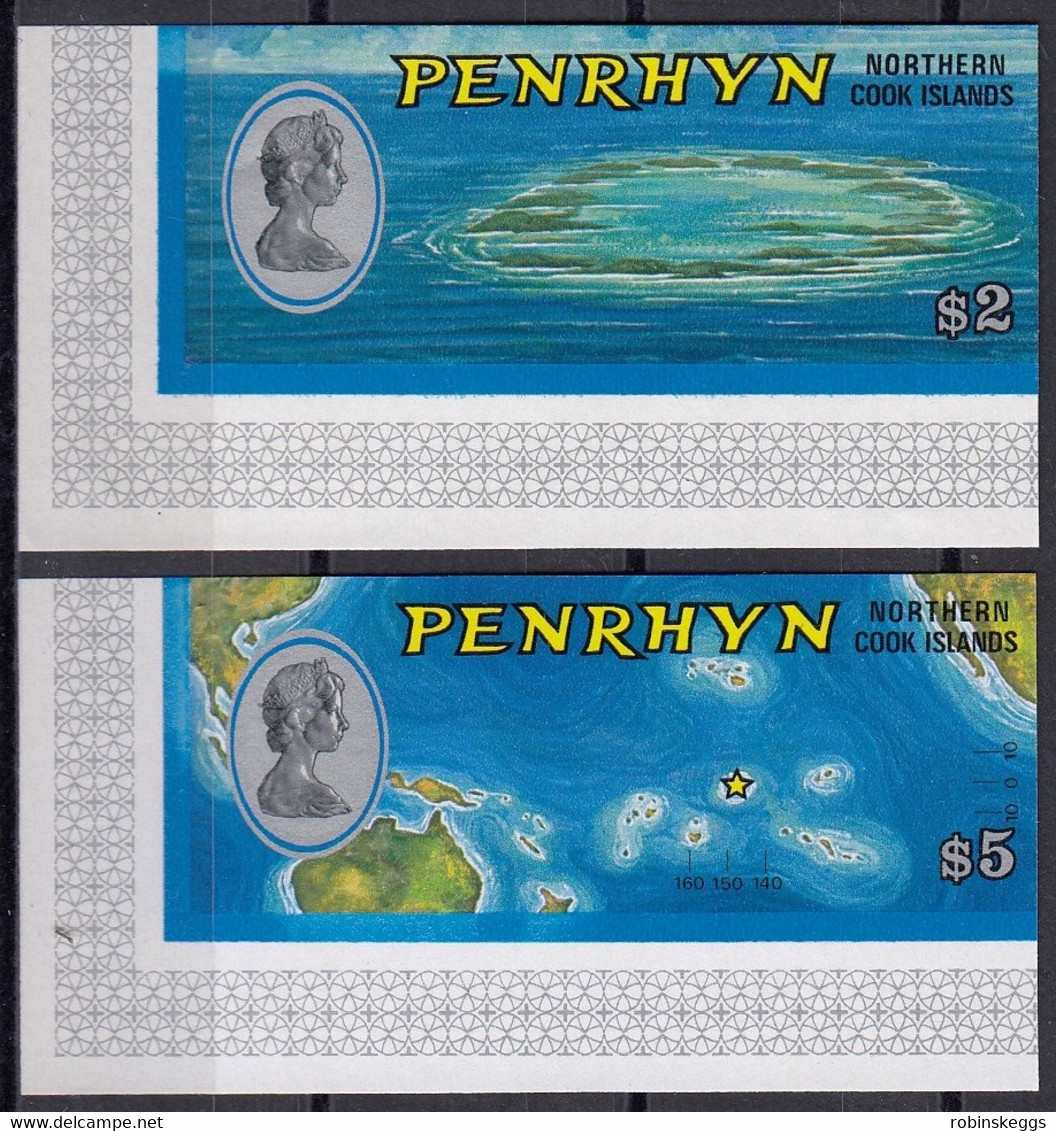 PENRHYN 1974 Views, IMPERFORATE $2 & $5 MNH - Eilanden