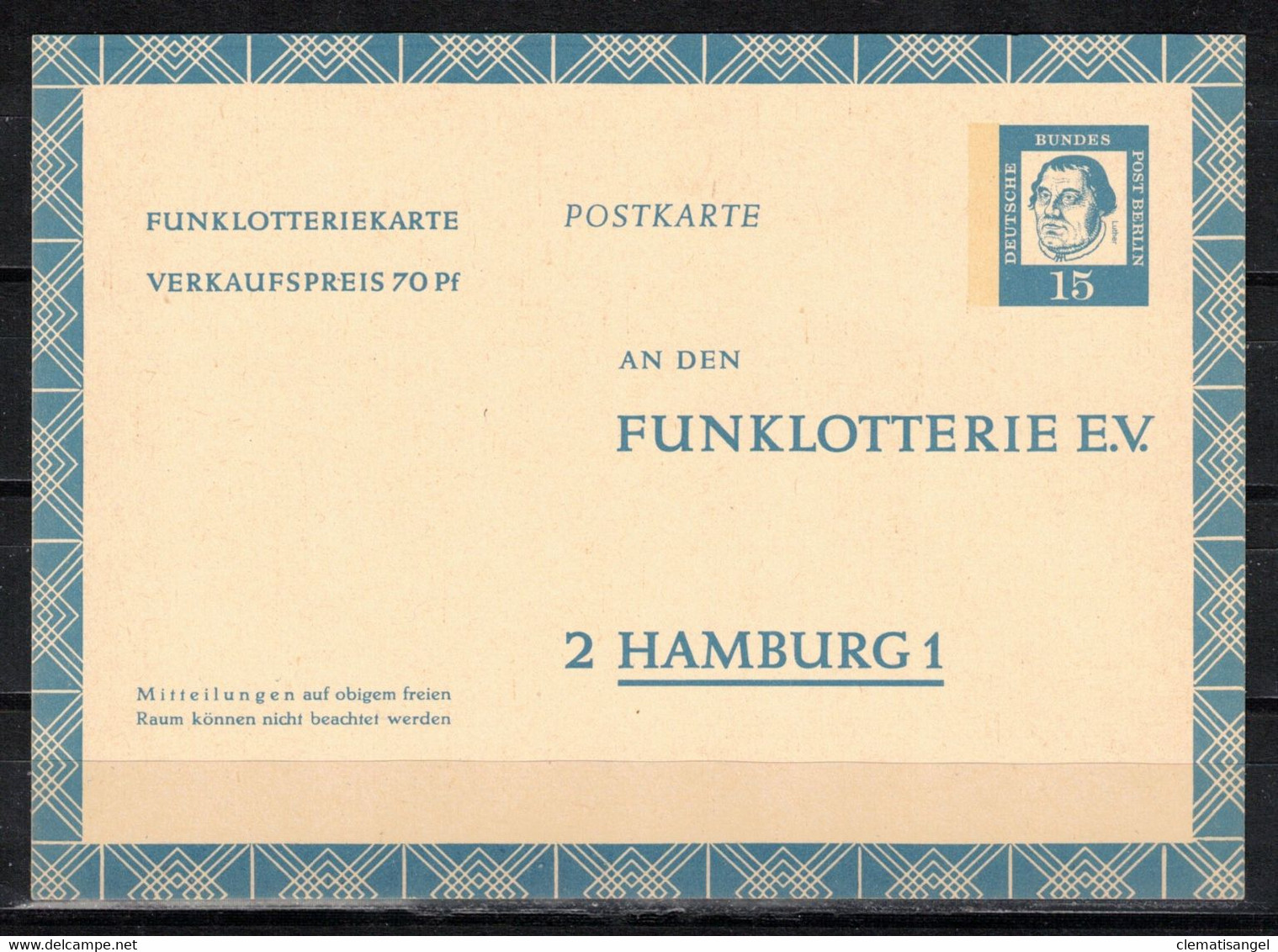 318i * BERLIN GANZSACHE * 1 FEINSTE WERTE * FUNKLOTTERIE HAMBURG * POSTFRISCH **!! - Cartes Postales Privées - Neuves