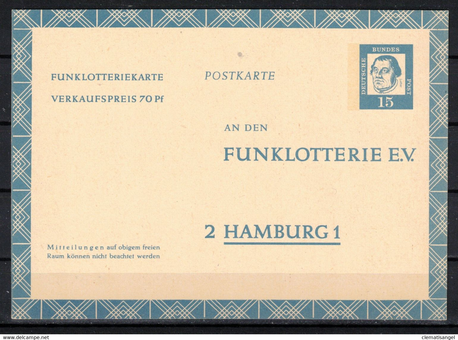 317i * BUNDESREPUBLIK GANZSACHE * 1 FEINSTE WERTE * FUNKLOTTERIE HAMBURG * POSTFRISCH **!! - Cartoline Private - Nuovi