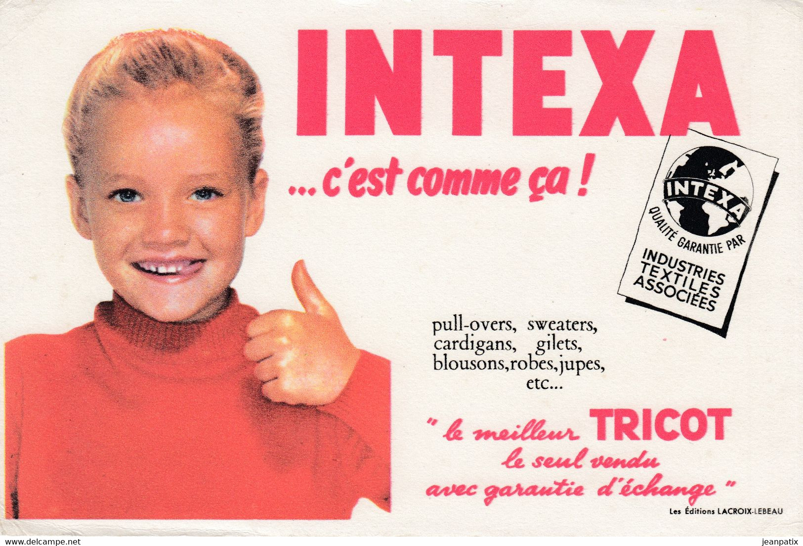 BUVARD - TEXTILE - INTEXA -  Tricot - Industrie Textile - Landbouw