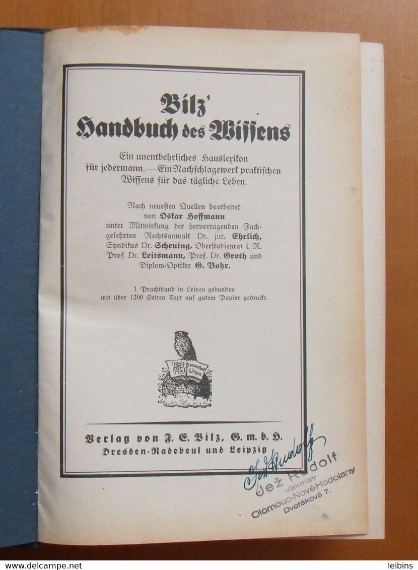 Bilz Handbuch Des Wissens - Ehrlich, Dr. Jur. - Encyclopédies