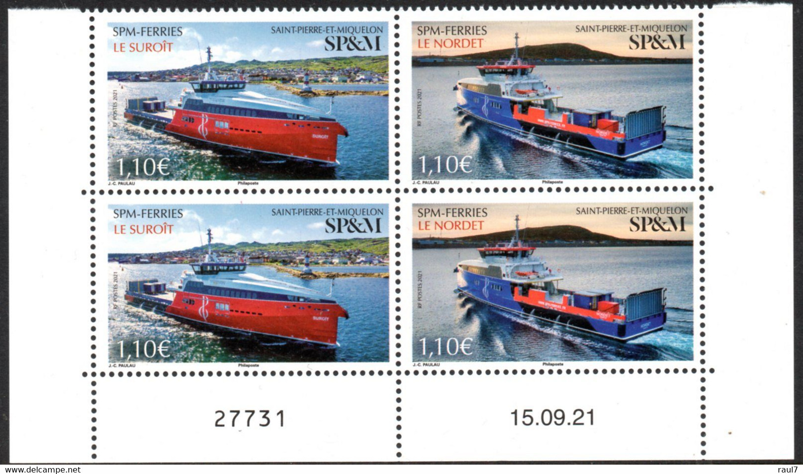 St Pierre Et Miquelon 2021 - Bateaux Ferries De St Pierre - B4 Coin Daté Neuf // Mnh - Unused Stamps