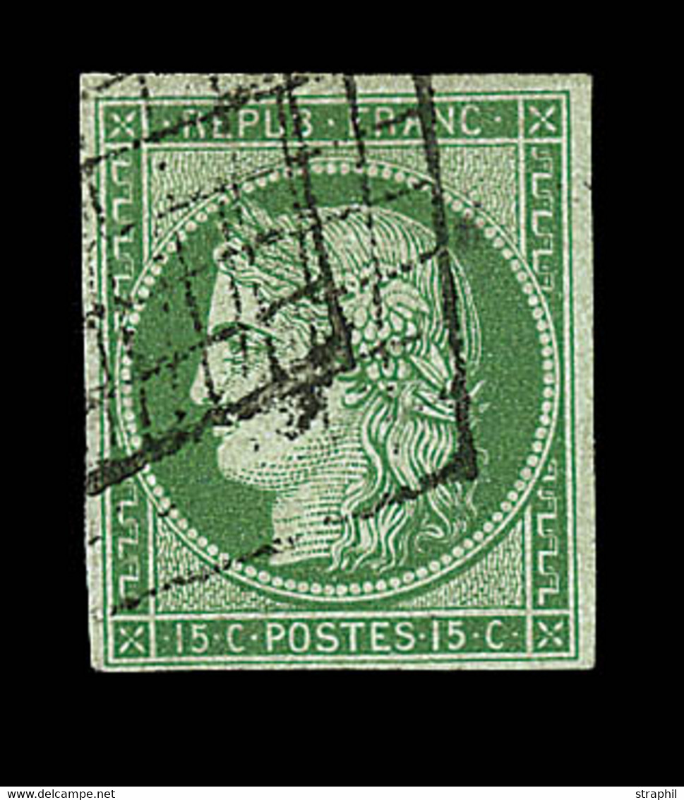 O EMISSION CERES 1849 - O - N°2 - 15c Vert  - Signé A.Brun - TB - 1849-1850 Cérès