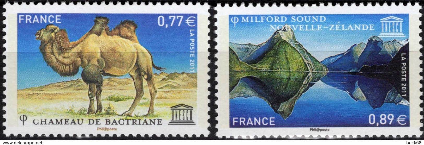 FRANCE Service 151 152 ** MNH UNESCO  Chameau Bactriane Milford-Sound Nouvelle Zélande Patrimoine Universel 2011 - Nuovi