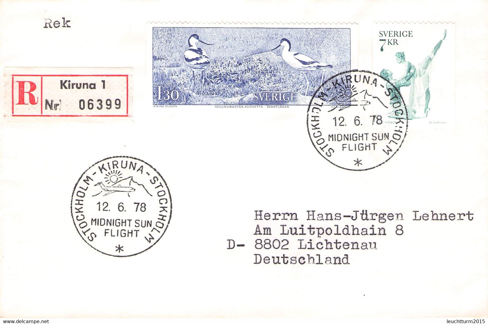 SWEDEN - REGISTERED MAIL 1978 KIRUNA > DE Mi #1023, 925 / YZ235 - Lettres & Documents