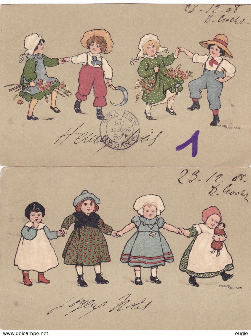 65/ 2 Getekende Kaarten, Ethel Parkinson, Kinderen 1908 - Parkinson, Ethel