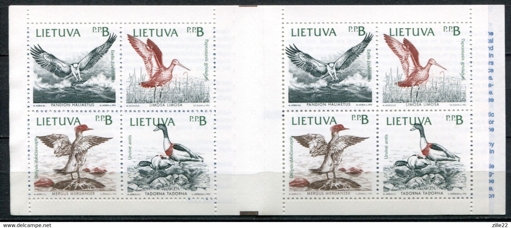 Litauen Lietuva Mi# MH 1 Stamp Booklet Postfrisch/MNH - Fauna Birds - Lithuania