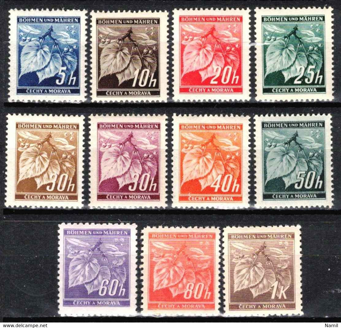 Boheme Et Moravie 1939 Mi 20 Ex (Yv 20 Ex), (MNH) ** Lot Avec Le Type Tilleuls (Lindenzweig) - Unused Stamps