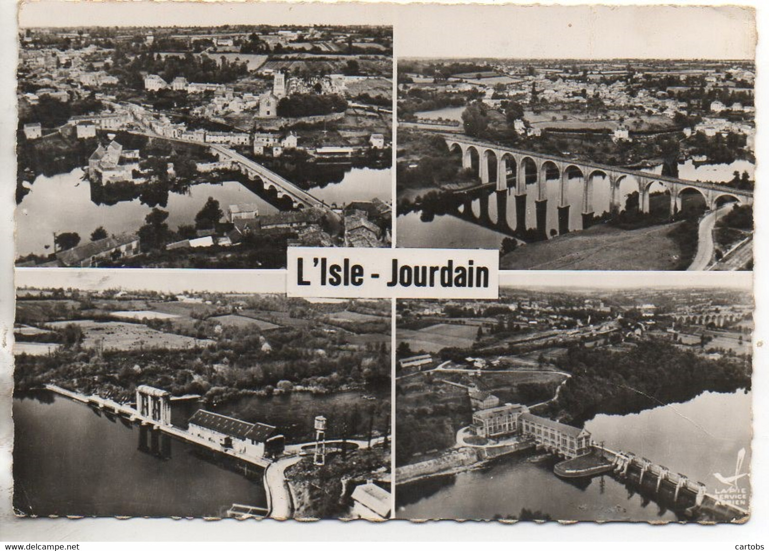 86 EN AVION AU-DESSUS DE........L'ISLE-JOURDAIN La Minoterie,le Pont St-Syvain, Le Barrage - L'Isle Jourdain