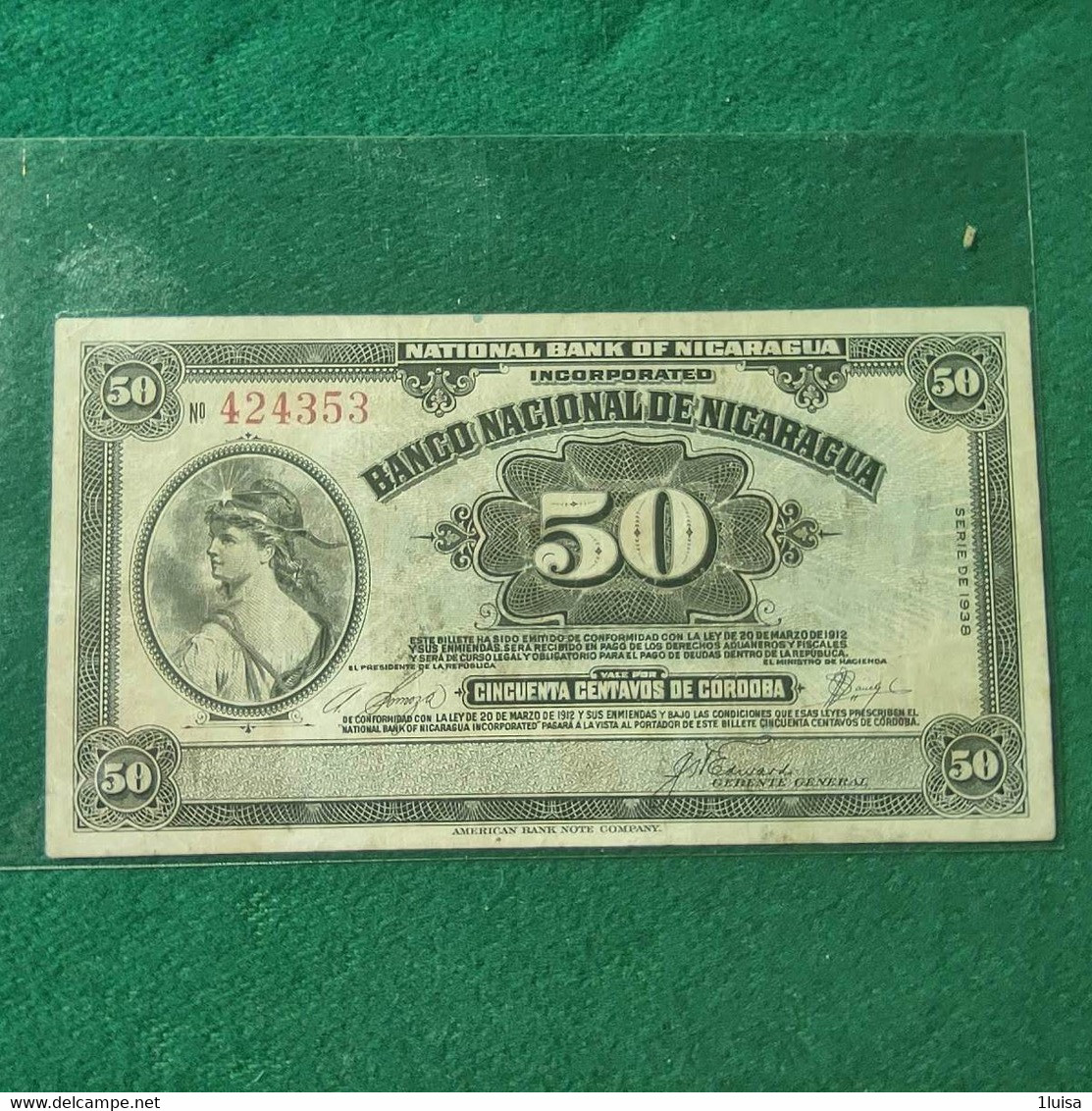 NICARAGUA 50 CENTAVOS 1938 - Nicaragua