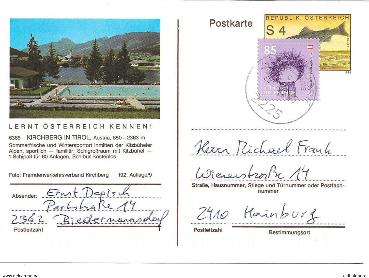 1890r: Österreich 2021, Ganzsachen- Aufbrauch Alte Bildpostkarte 6365 Kirchberg Noch In Schilling- Währung überklebt - Kirchberg