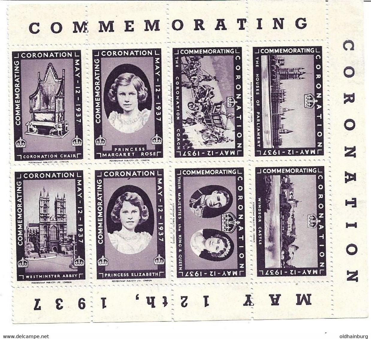 1890g: GB: Vignetten- Bogenteil Coronation 1937 ** - Briefe U. Dokumente